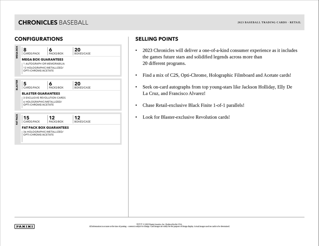 2023 Panini Chronicles Baseball Mega Box