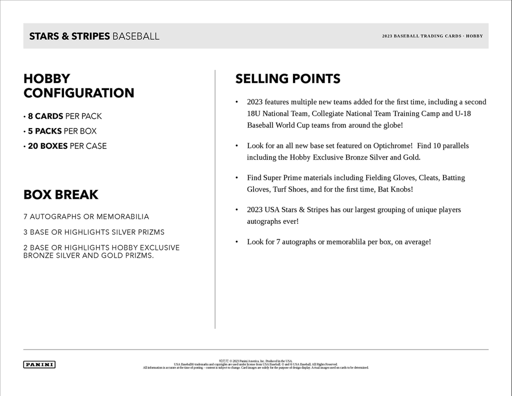 2023 Panini Stars and Stripes Baseball Hobby Box