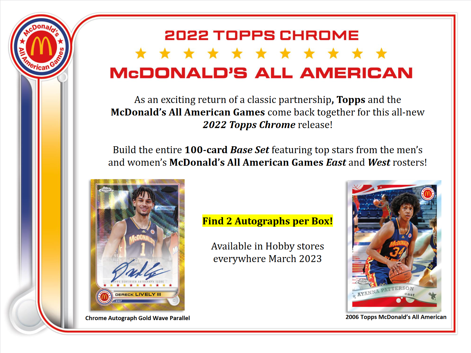 2022 Topps Chrome McDonald's All American Basketball Hobby Box