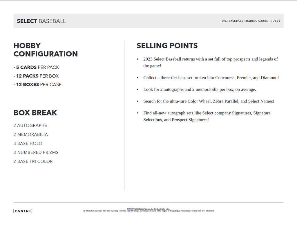 2023 Panini Select Baseball Hobby Box