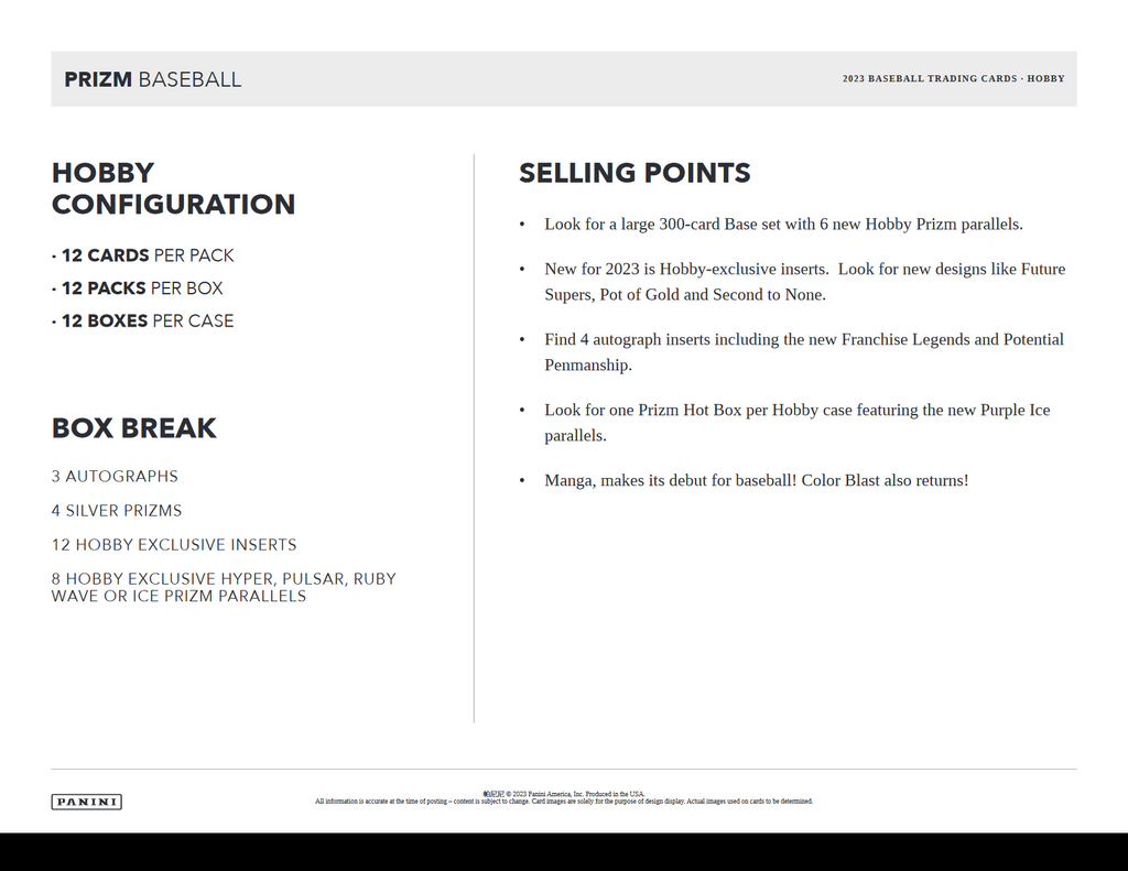 2023 Panini Prizm Baseball Hobby Box