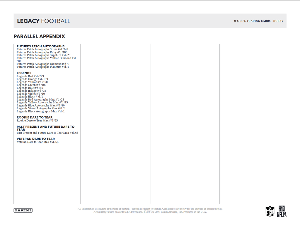 2023 Panini Legacy Football Hobby Box