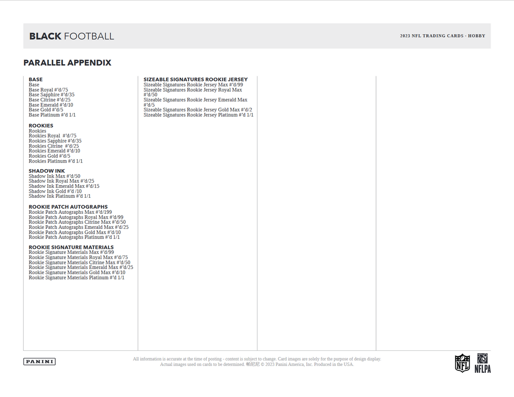 2023 Panini Black Football Hobby Box