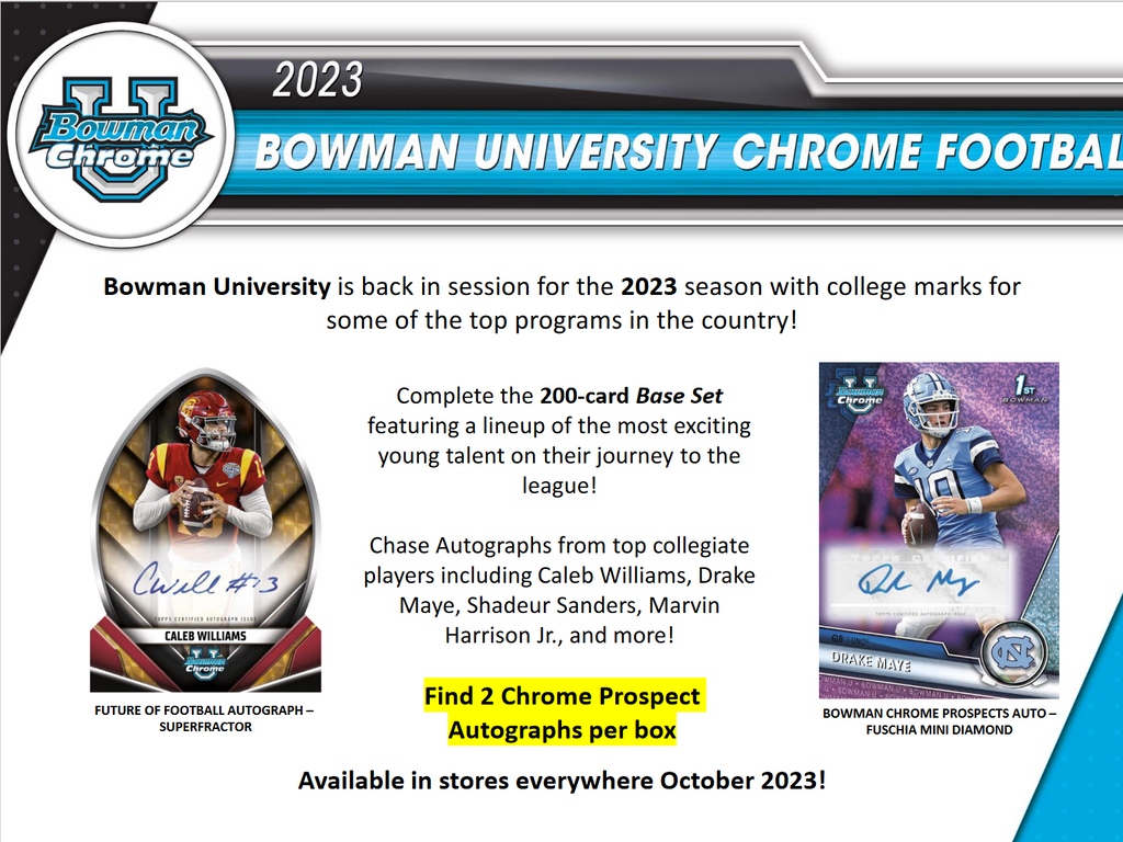 2023 Bowman Chrome University Football Hobby Box