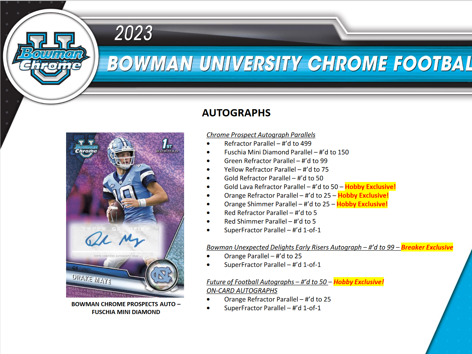 2023 Bowman Chrome University Football Hobby Box