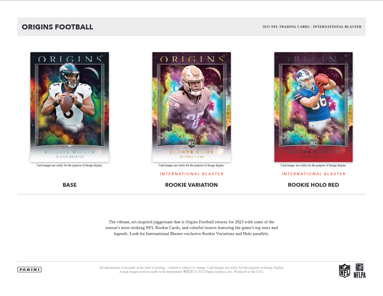 2023 Panini Origins Football International Blaster Box
