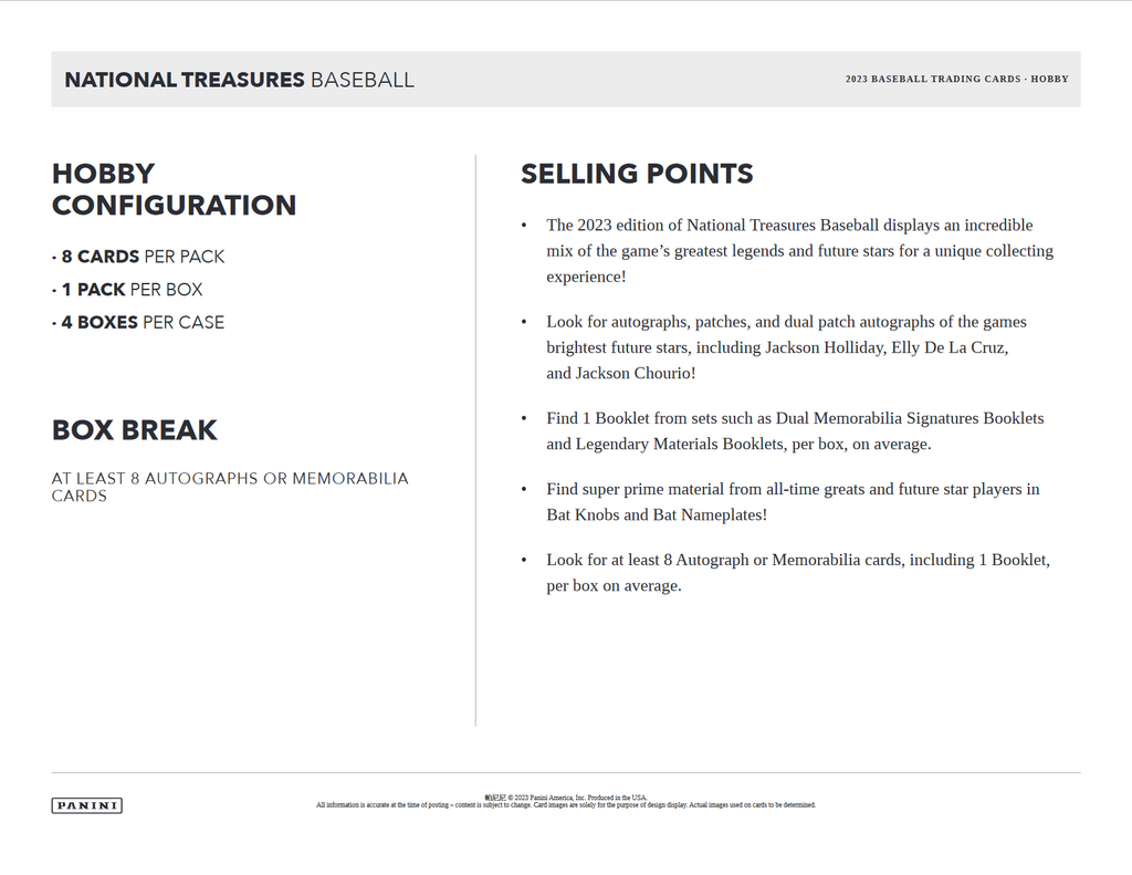 2023 Panini National Treasures Baseball Hobby Box