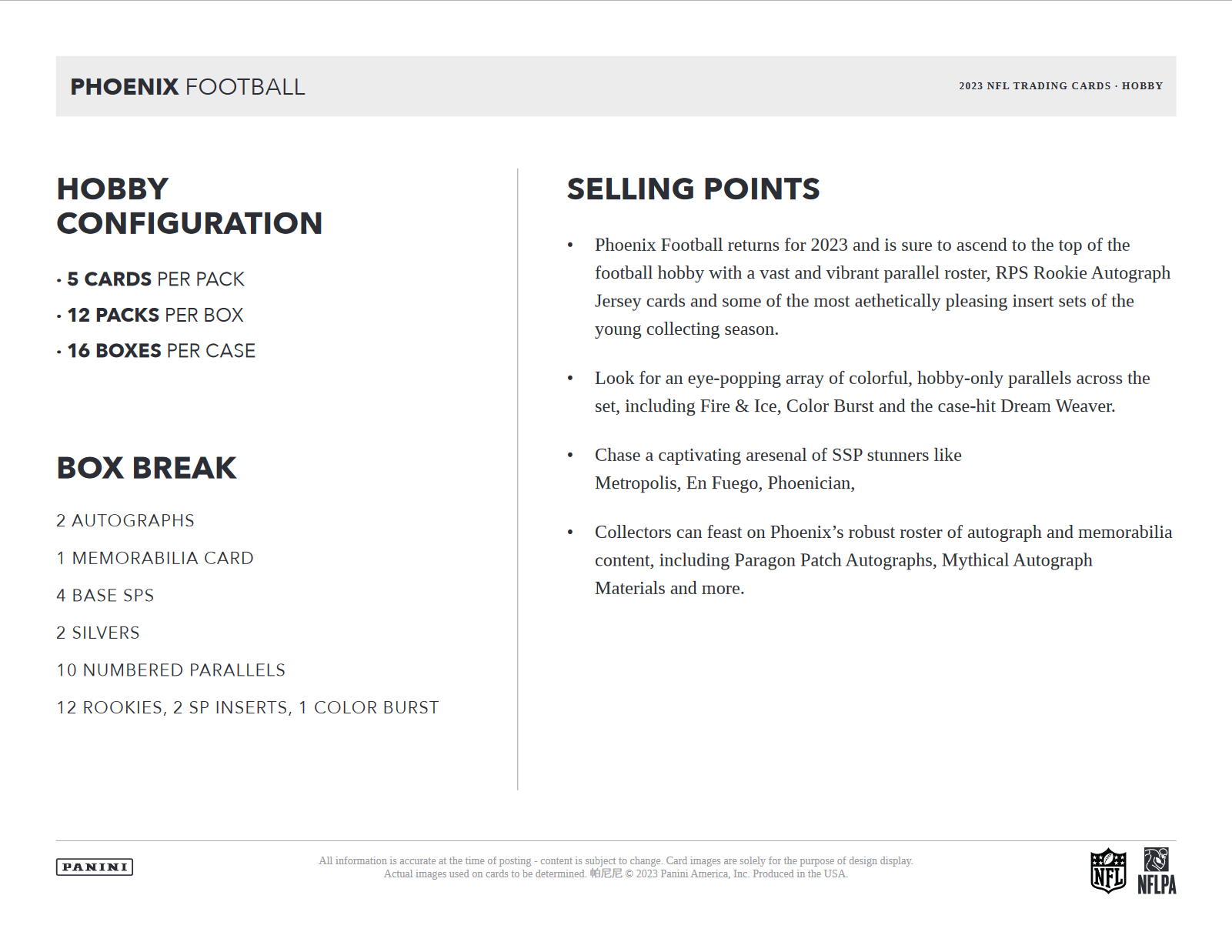 2023 Panini Phoenix Football Hobby 16 Box Case