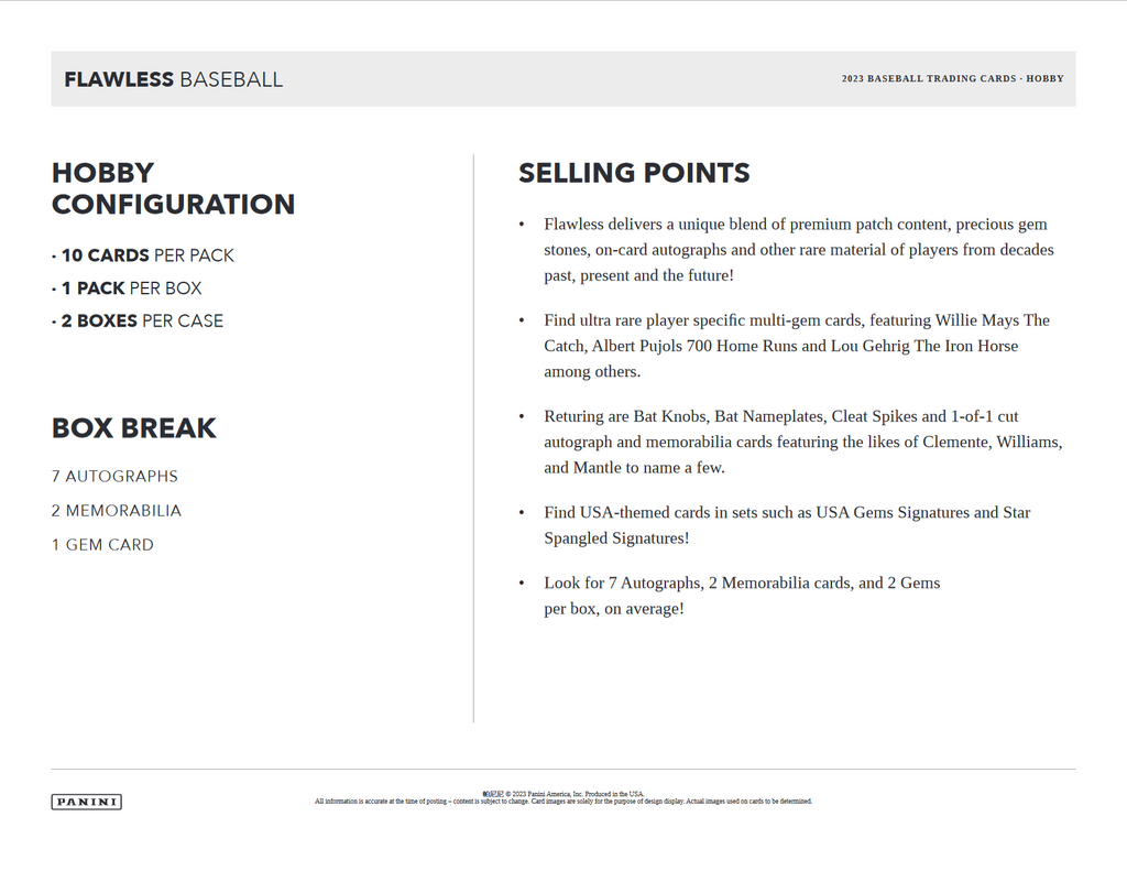 2023 Panini Flawless Baseball Hobby Box