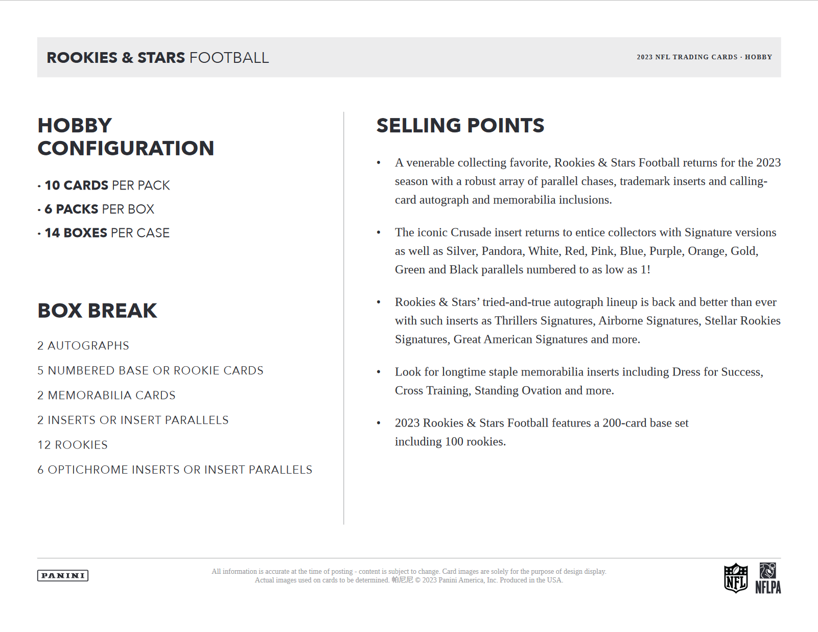 2023 Panini Rookies & Stars Football Hobby Box