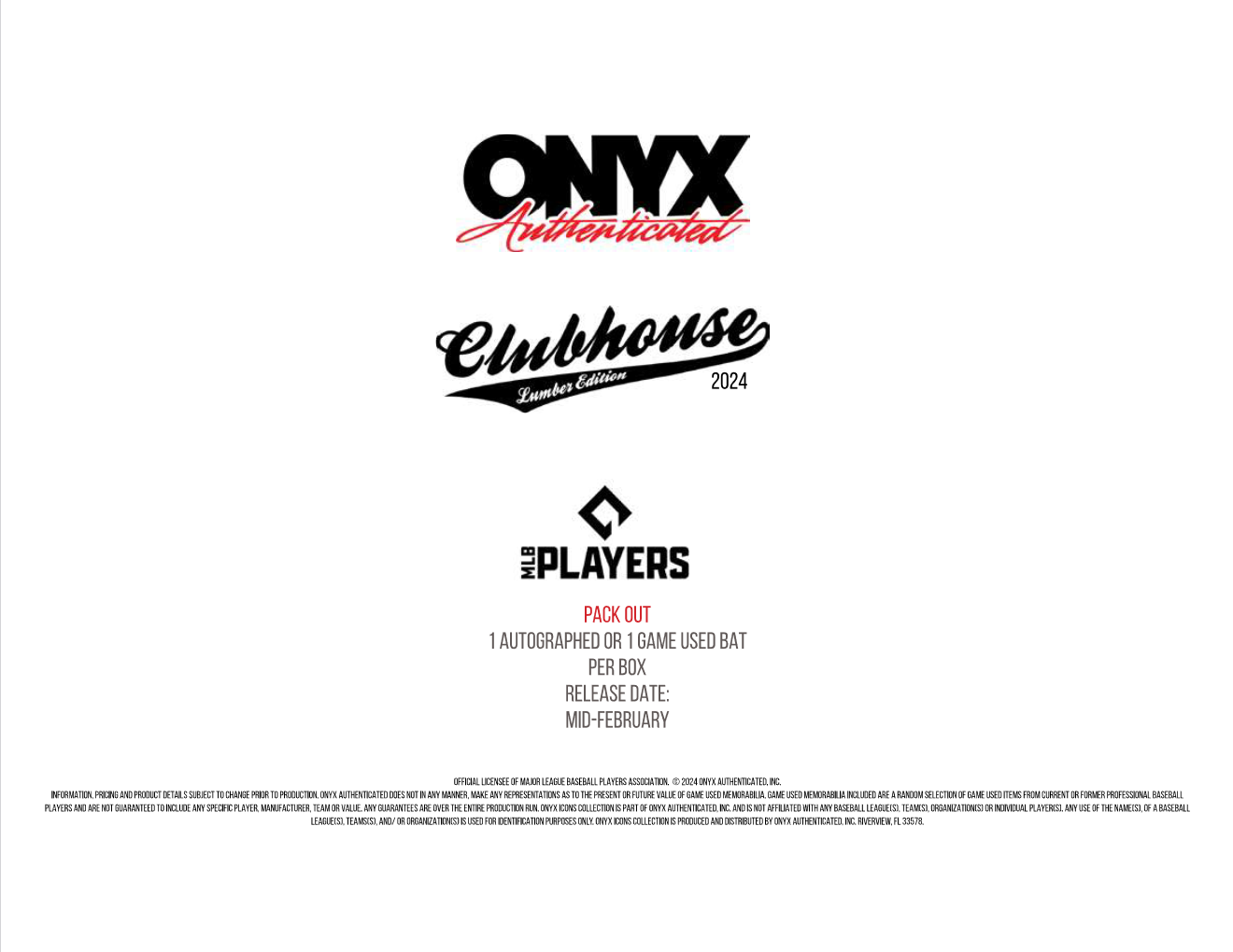 2023 Onyx Authenticated Clubhouse Lumber Collection Baseball Box