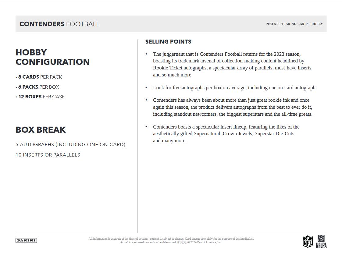 2023 Panini Contenders Football Hobby Box